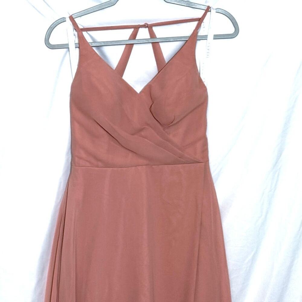AZAZIE DAVIS Cedar Rose A-Line V-Neck Chiffon Maxi Bridesmaid Dress Sz A4 Prom - Picture 9 of 11